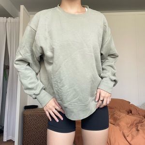 Aritzia TNA Cozy Af Fleece mega crew sweatshirt, Sage green